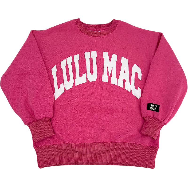 LULU MAC HOT PINK W/ WHITE PUFF LETTERS SWEATSHIRT