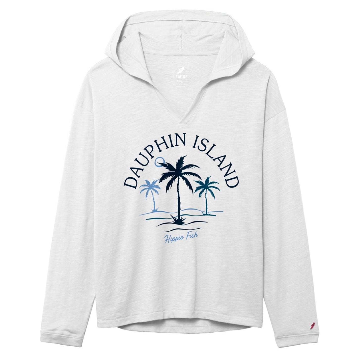 DAUPHIN ISLAND VINTAGE PALM TREE HOODIE TEE