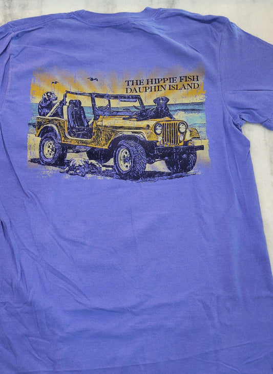 BEACH JEEP DOG SS T-SHIRT