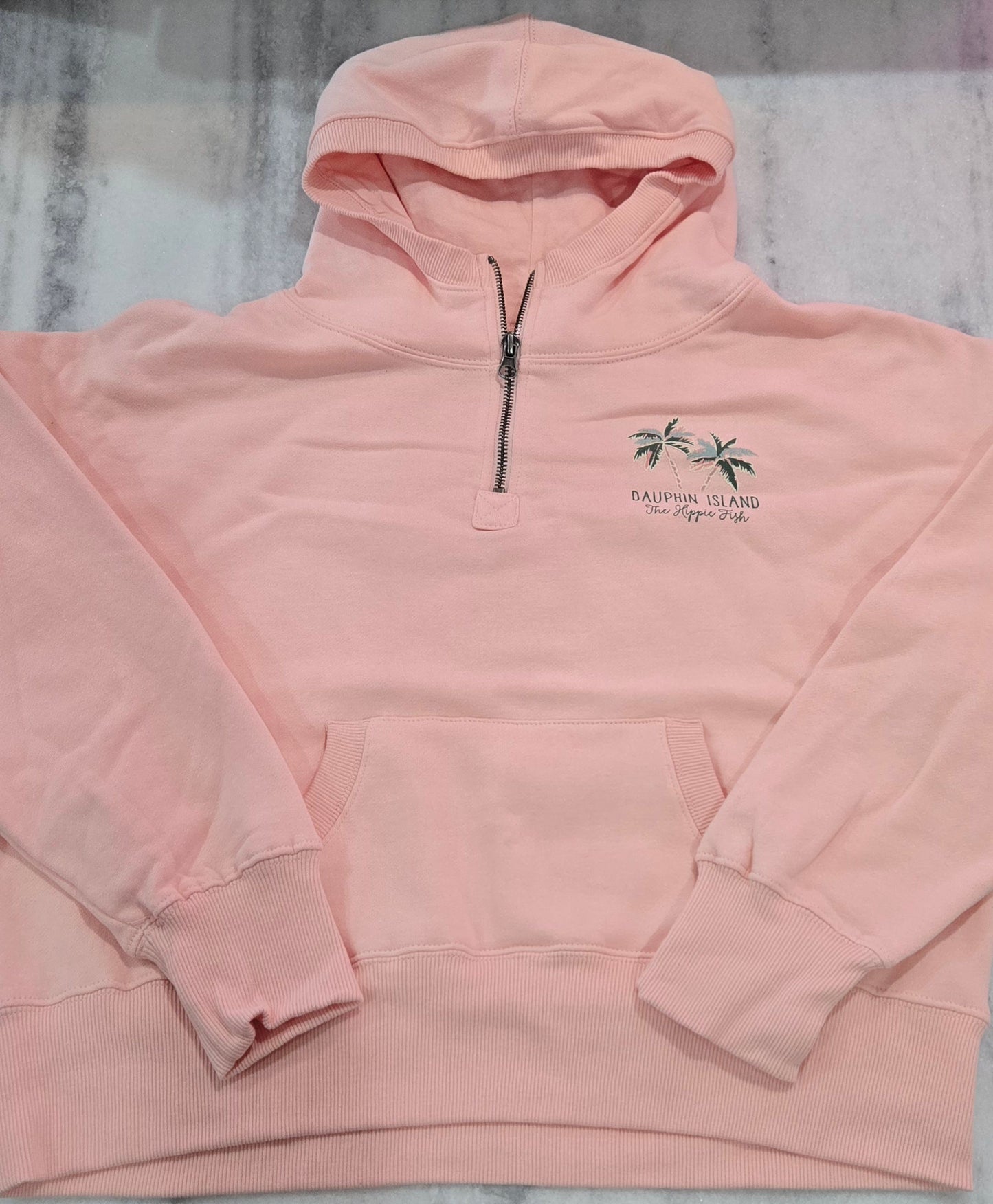 QUARTER ZIP PALM TREE HOODIE