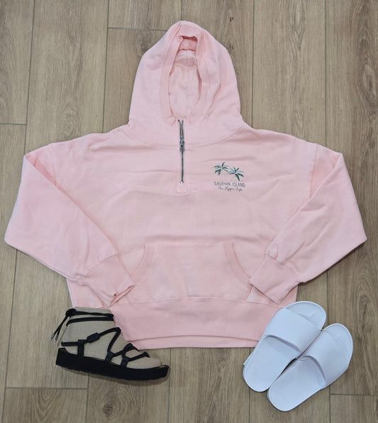 QUARTER ZIP PALM TREE HOODIE