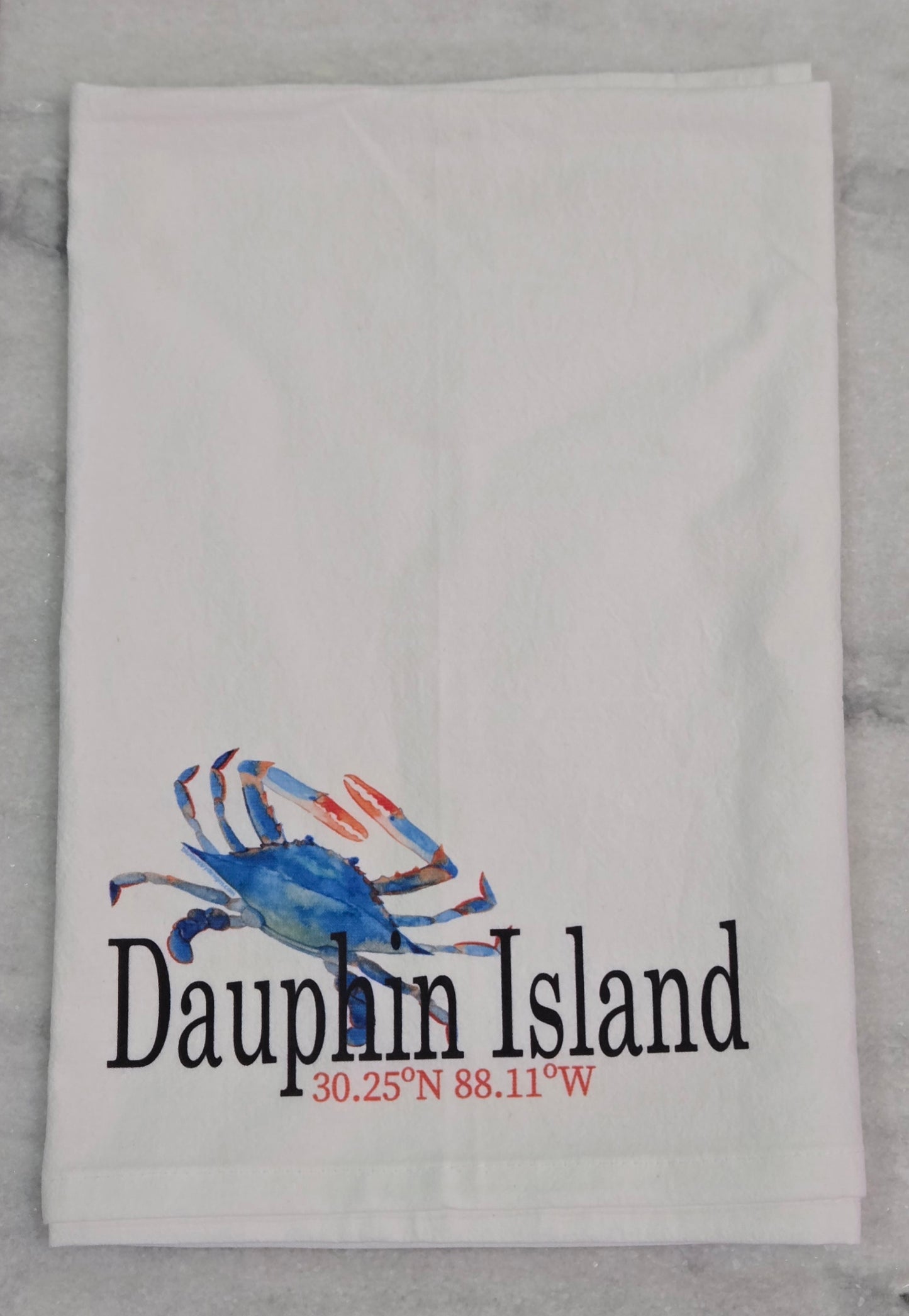 BLUE CRAB WATERCOLOR KITCHEN TOWEL - DAUPHIN ISLAND
