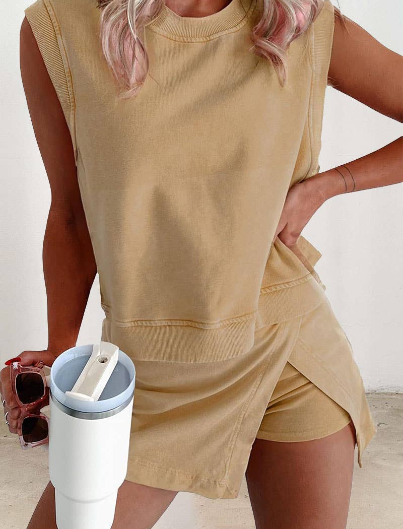 SLEEVELESS CASUAL SKORT SET