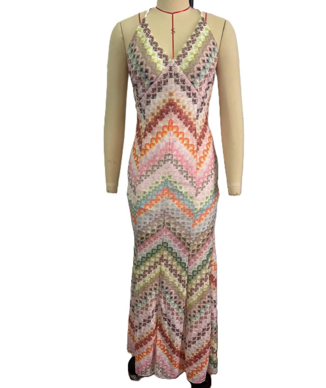 BOHEMIAN HERRINGBONE MESH MAXI DRESS