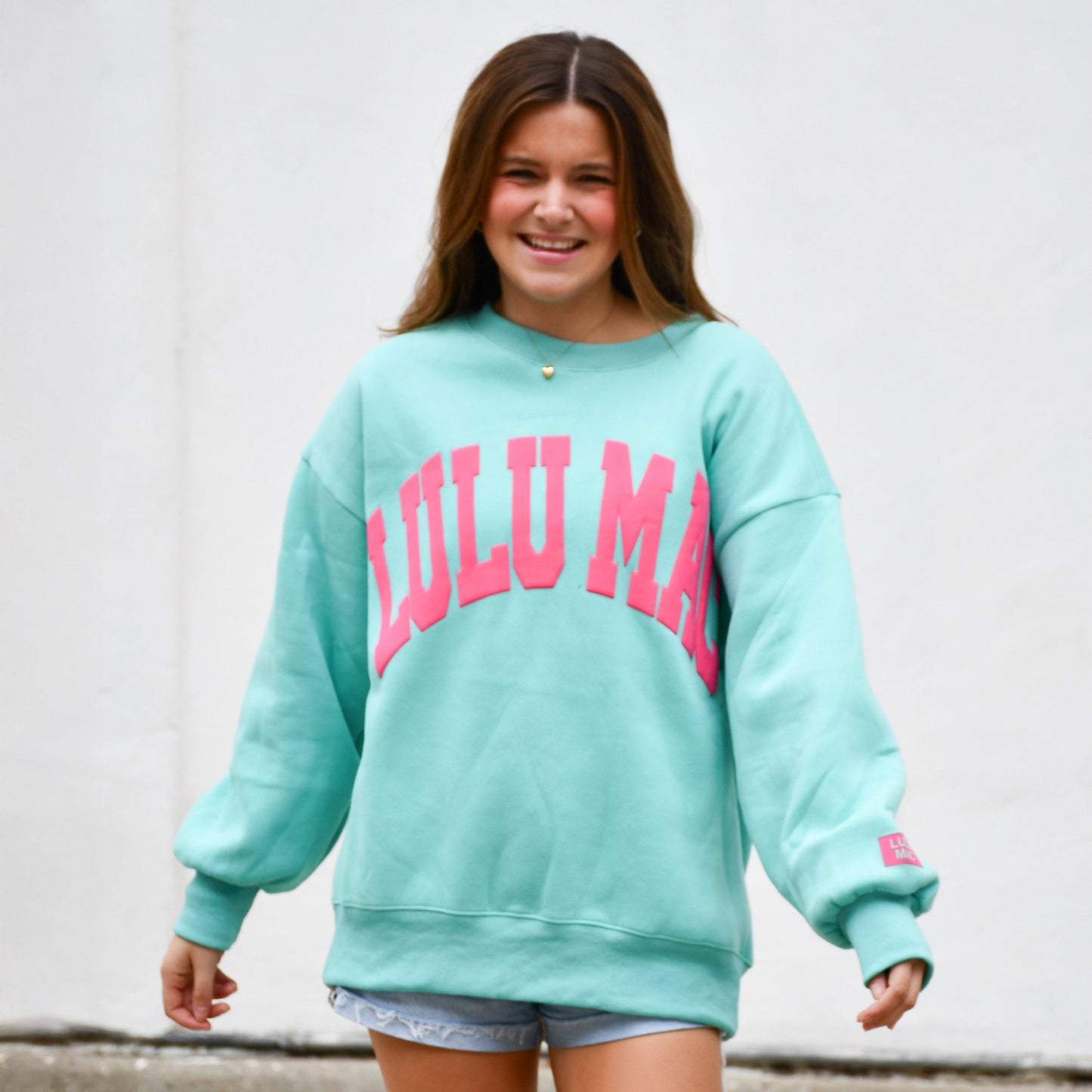 LULU MAC MINT/HOT PINK PUFF SWEATSHIRT