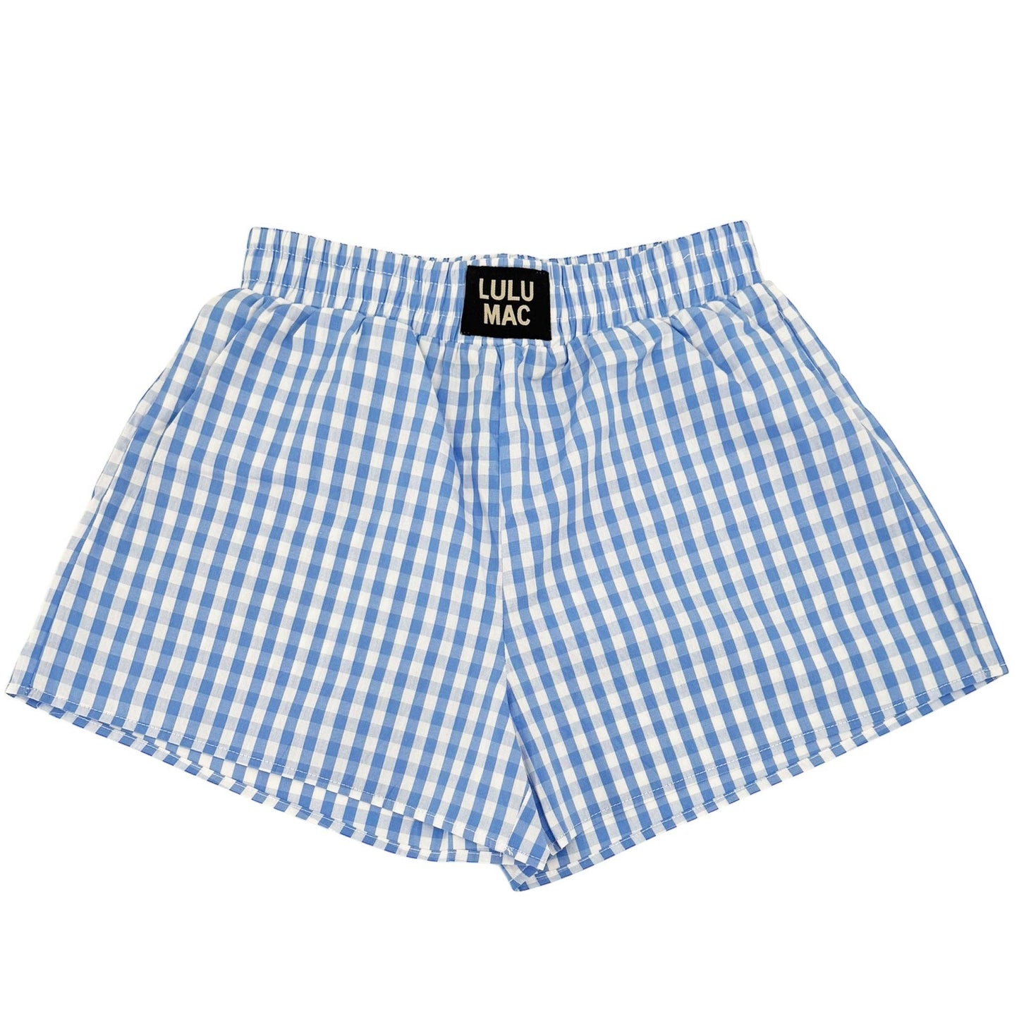 LULU MAC LIGHT BLUE GINGHAM BOXER SHORTS