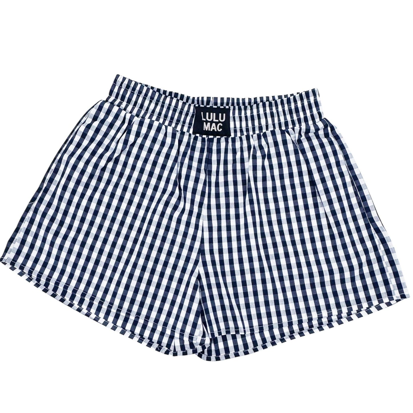 LULU MAC NAVY GINGHAM BOXER SHORTS