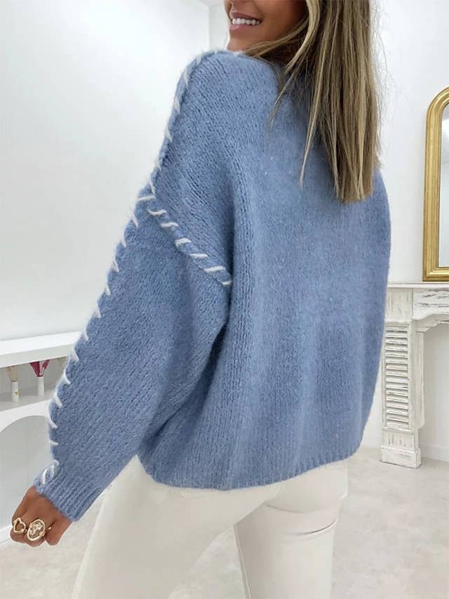 CONTRAST STITCH SWEATER