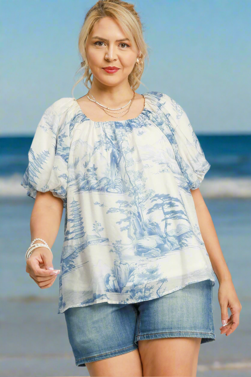 CHEYENNE TWO TONE TOILE PRINT TOP