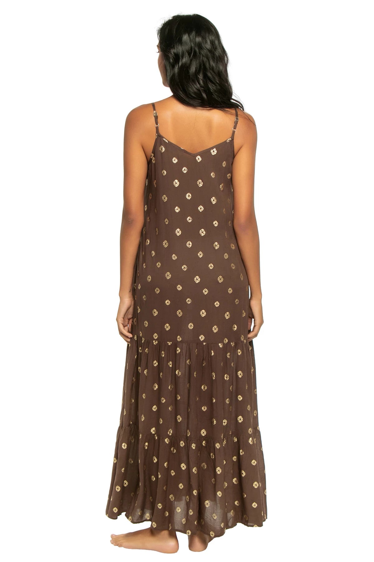 DAVINA GOLD POLKA DOT MAXI DRESS