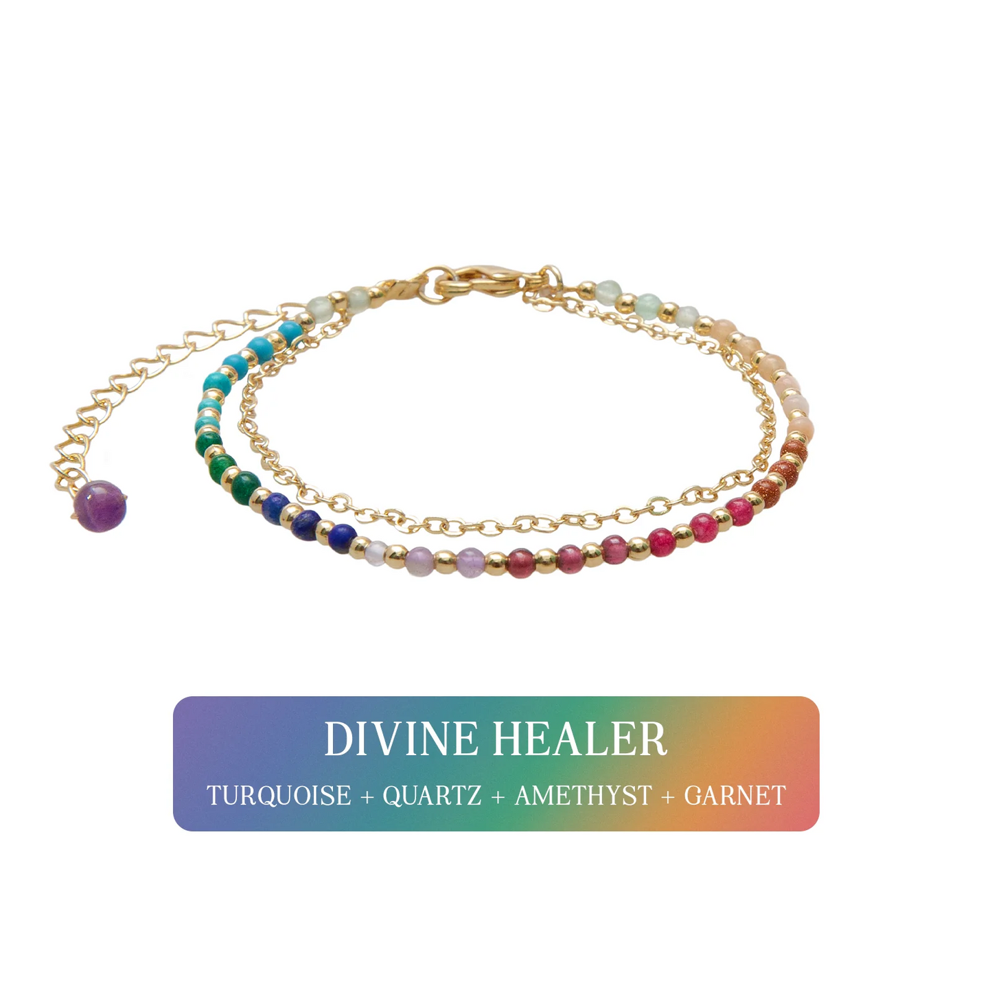 GEMSTONE 2MM LAYERED CHAIN BRACELET