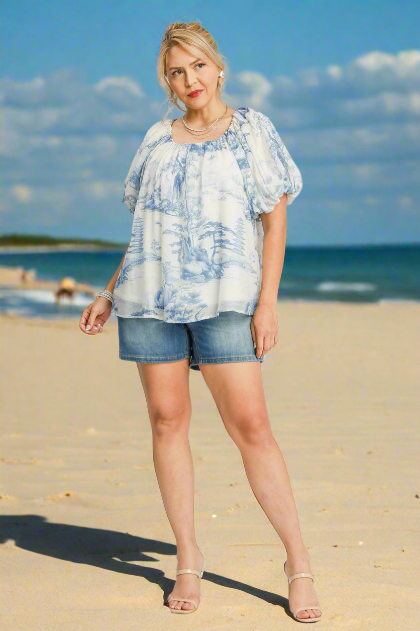 CHEYENNE TWO TONE TOILE PRINT TOP