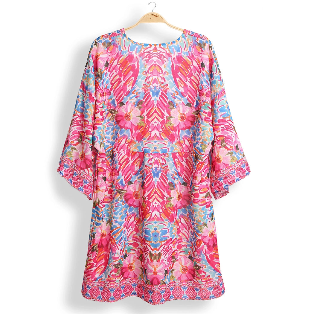 FUCHSIA FLORAL PRINT COVER UP DRESS