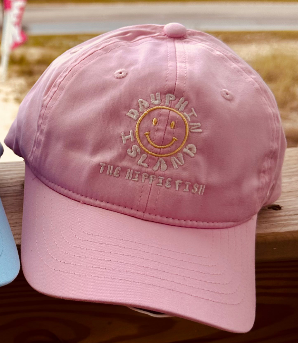 DAUPHIN ISLAND EMBROIDERED SMILEY FACE HAT