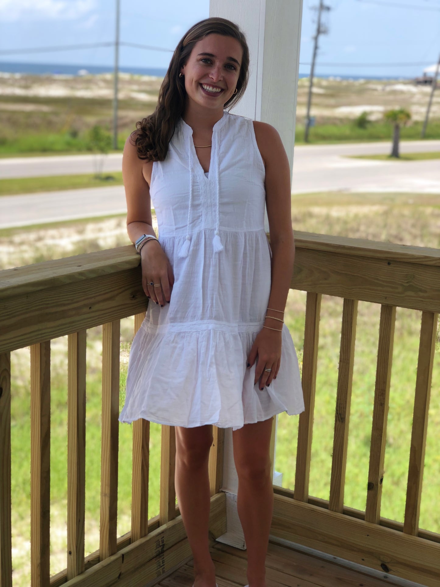 AZARIA V-LINE EMBROIDERED DRESS
