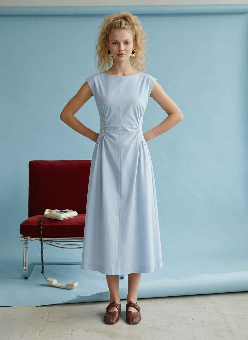 IVY SIDE PANEL V-BACK MIDI DRESS