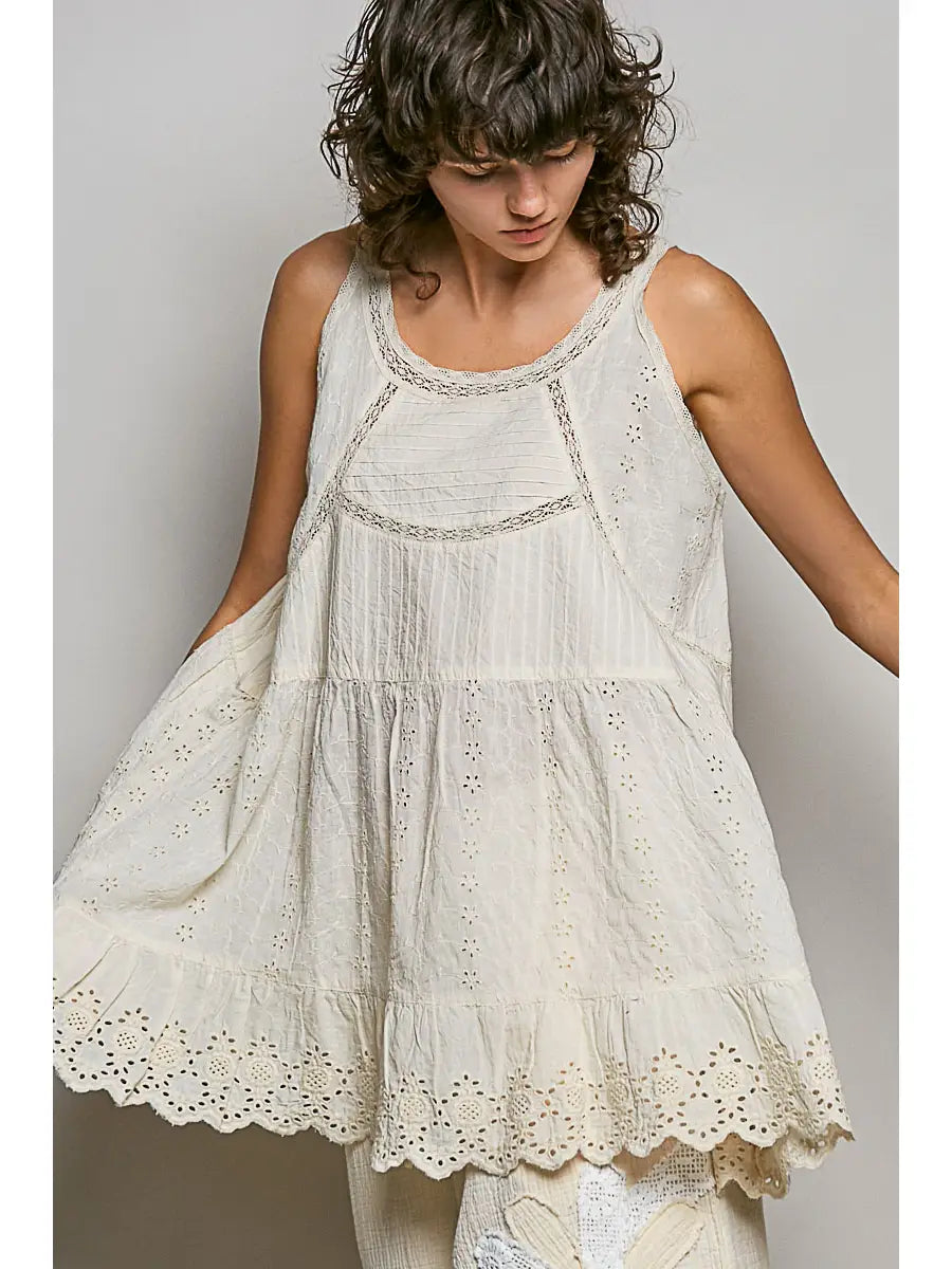 JADE EYELET MINI DRESS TOP