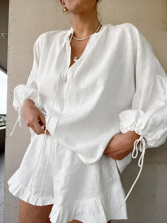 PAIGE LINEN DRAWSTRING TOP