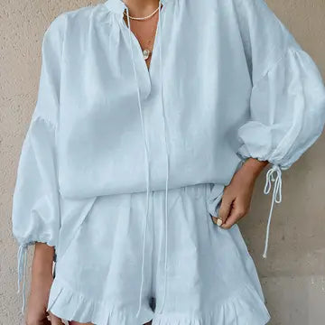 PAIGE LINEN DRAWSTRING TOP