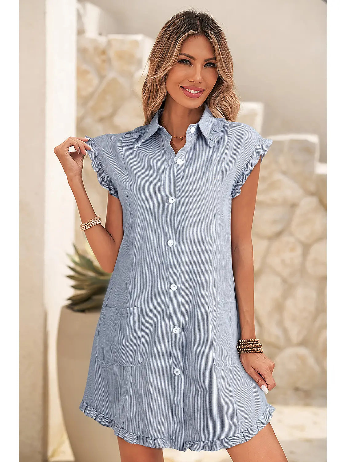 STACEY FRILLED SHORT SLEEVE DRESS