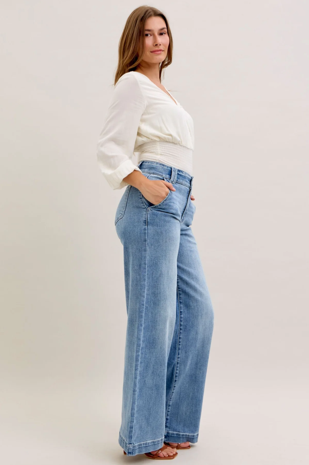 JUDY BLUE TROUSER WIDE LEG JEANS