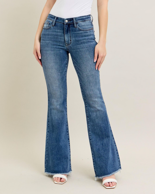 JUDY BLUE VINTAGE WASH FLARE JEANS