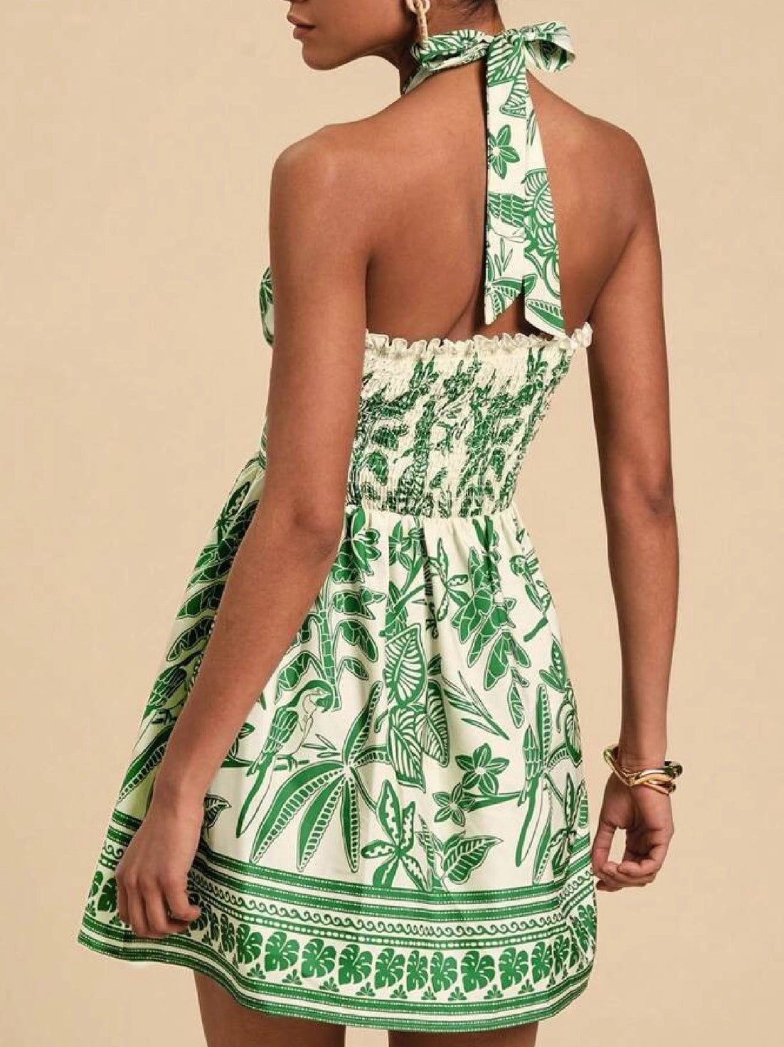 TROPICAL PRINT HALTER DRESS