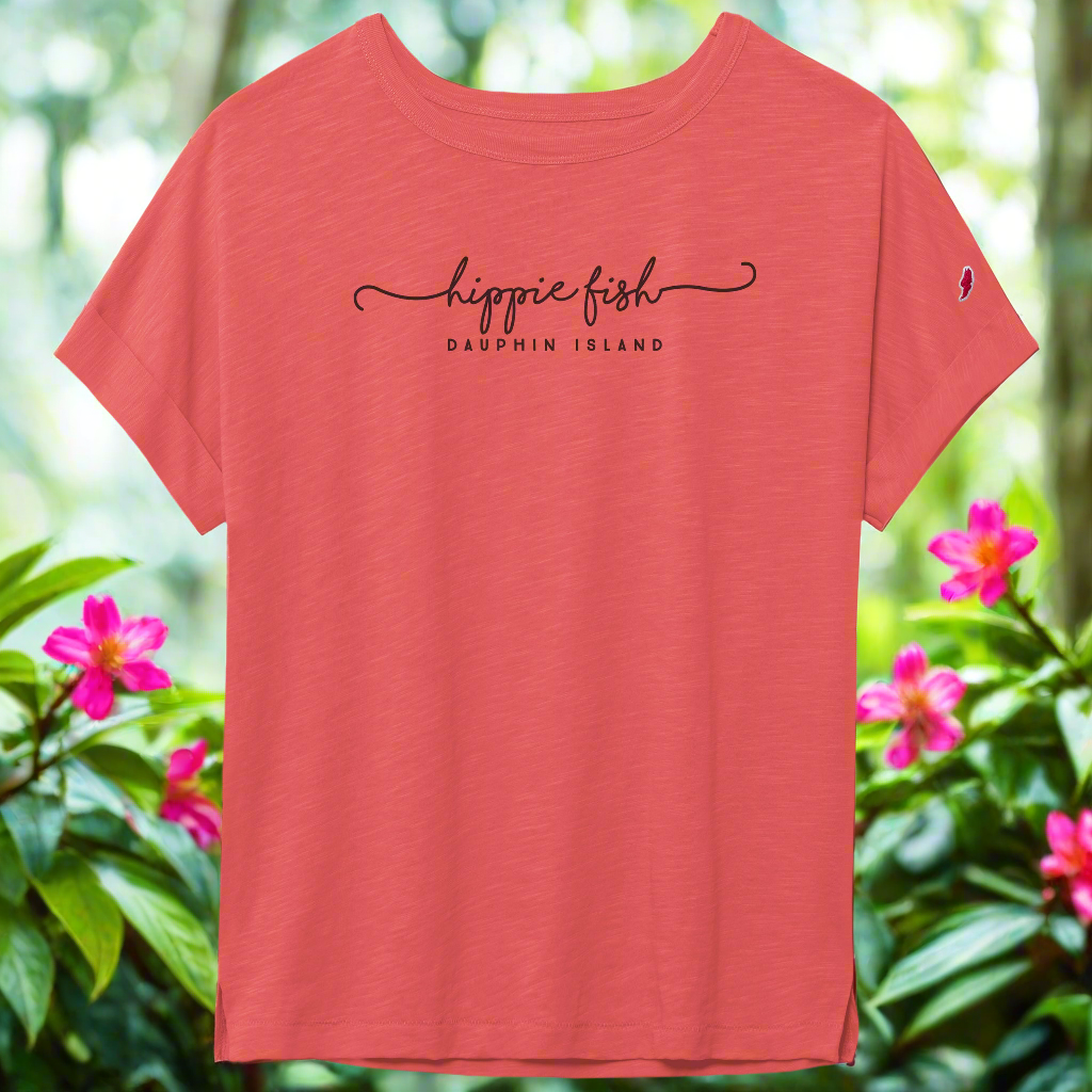 CURSIVE HIPPIE FISH ROLLED CUFF TEE