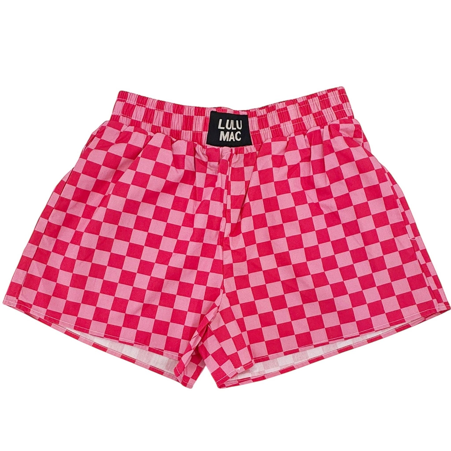 LULU MAC HOT PINK CHECKERED BOXER SHORTS