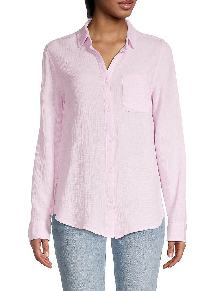ALESSIA LS LINEN BUTTON DOWN TOP