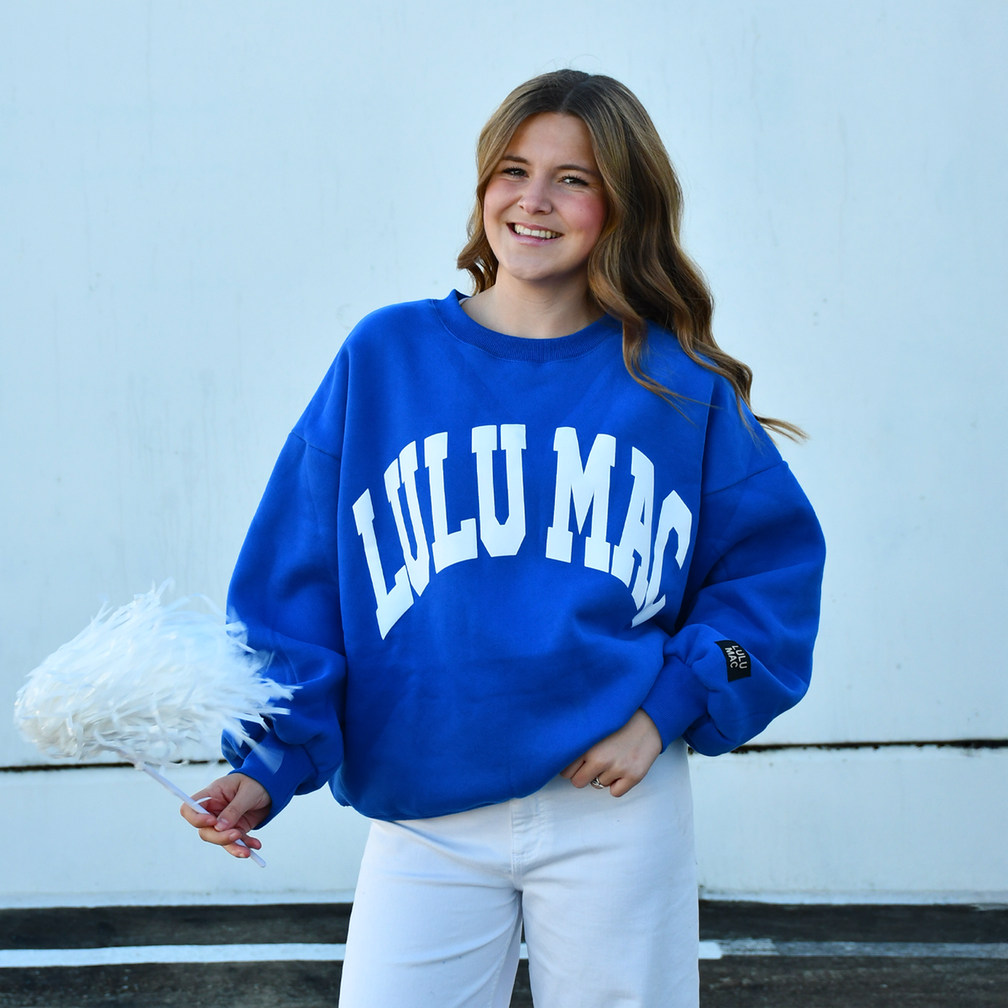 LULU MAC ROYAL W/ WHITE PUFF LETTERS SWEATSHIRT