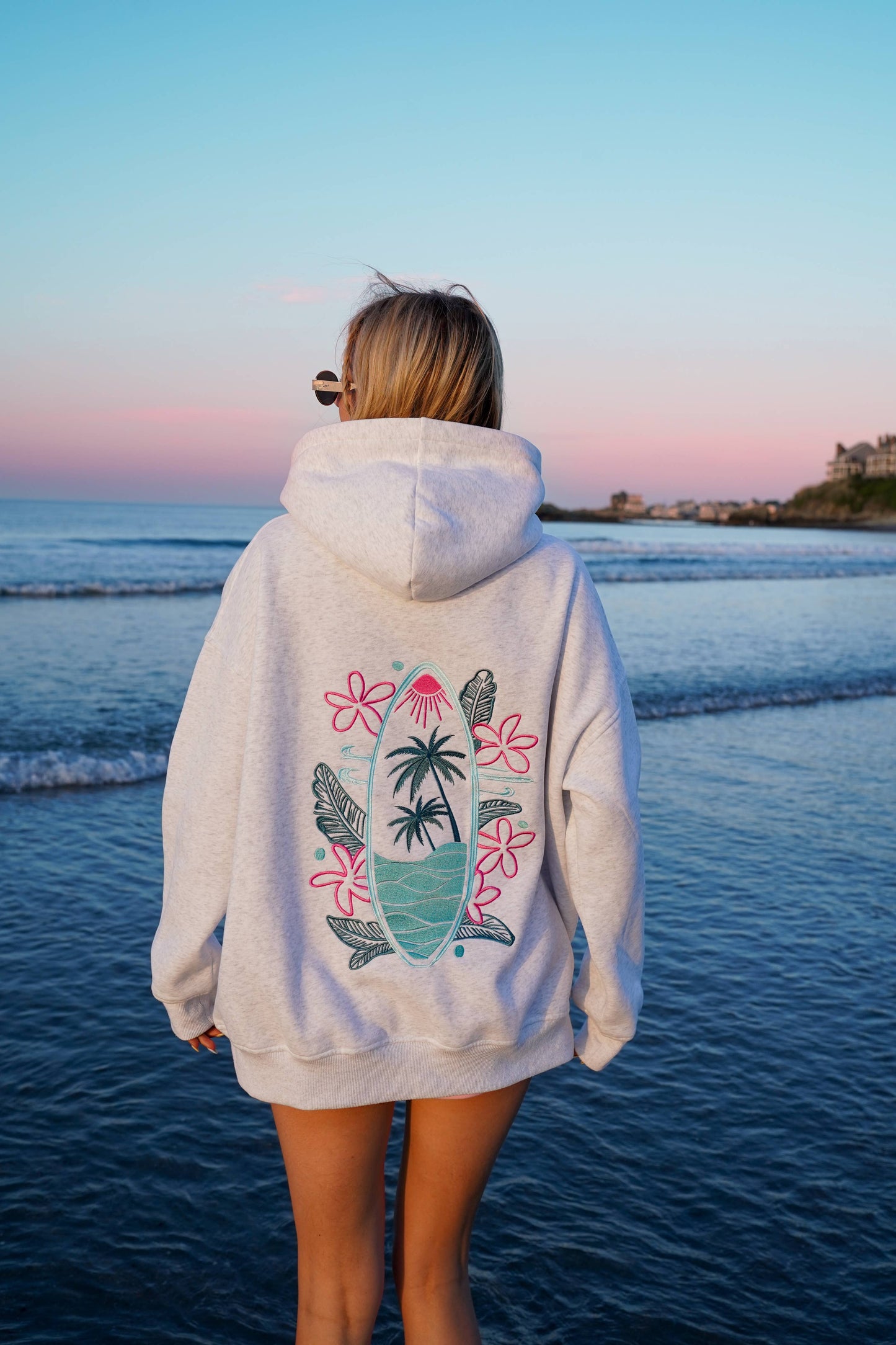 SURFING THE WAVES EMBROIDERED HOODIE