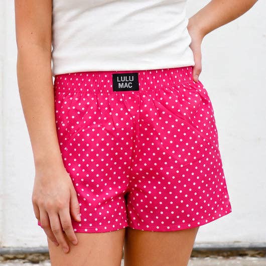 LULU MAC HOT PINK MINI POLKA DOT BOXER SHORTS