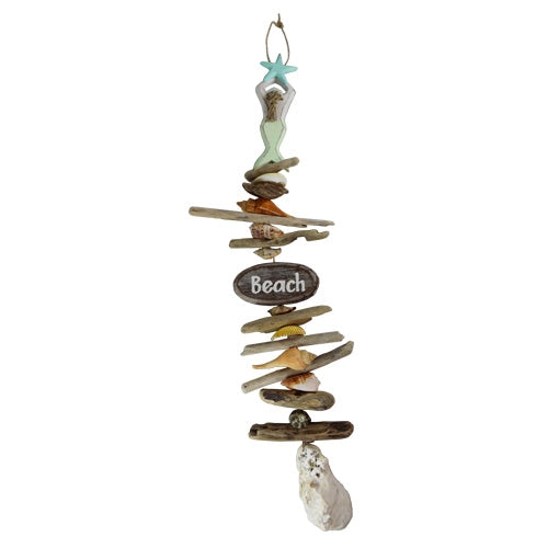 WOOD/SHELL MERMAID BEACH CHIME