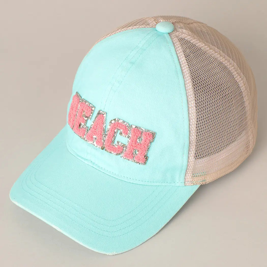 BEACH CHENILLE PATCH TRUCKER HATS
