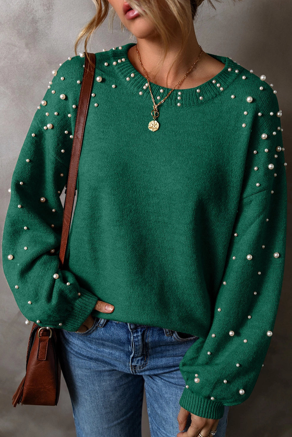 PEARL EMBELLISHED SWEATER