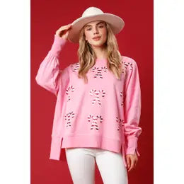 SEQUIN CANDY CANE SWEATSHIRT