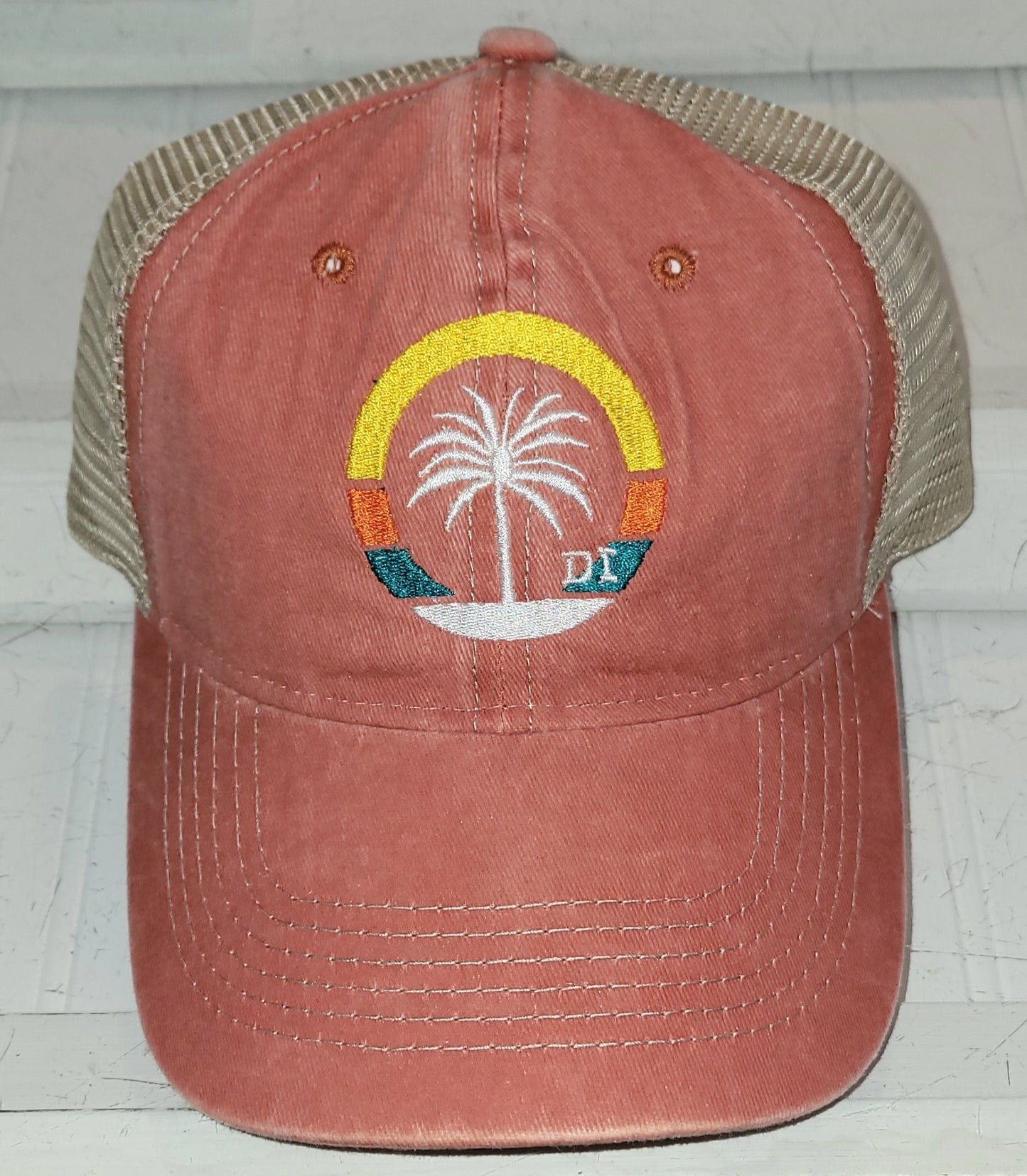 DI EMBROIDERED PALM TRUCKER HAT