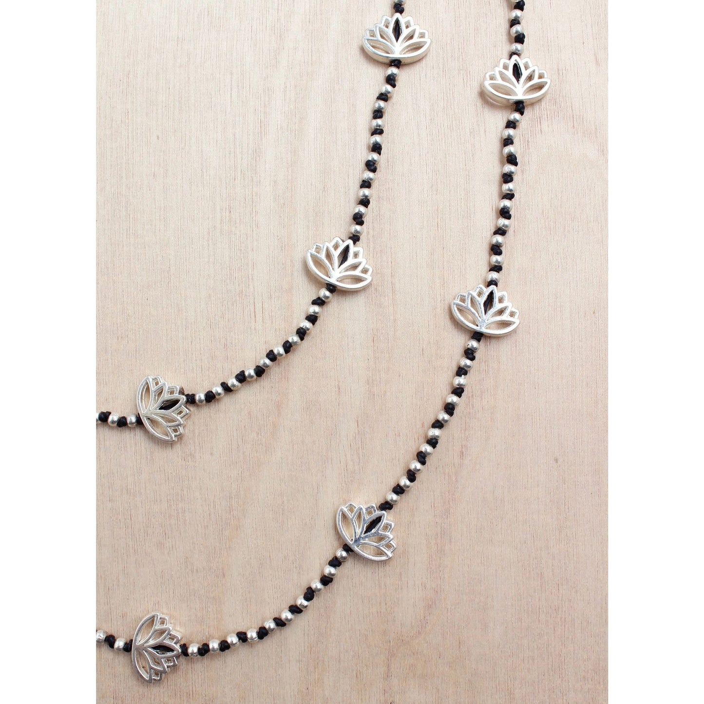 RHODIUM LAYERED LOTUS NECKLACE
