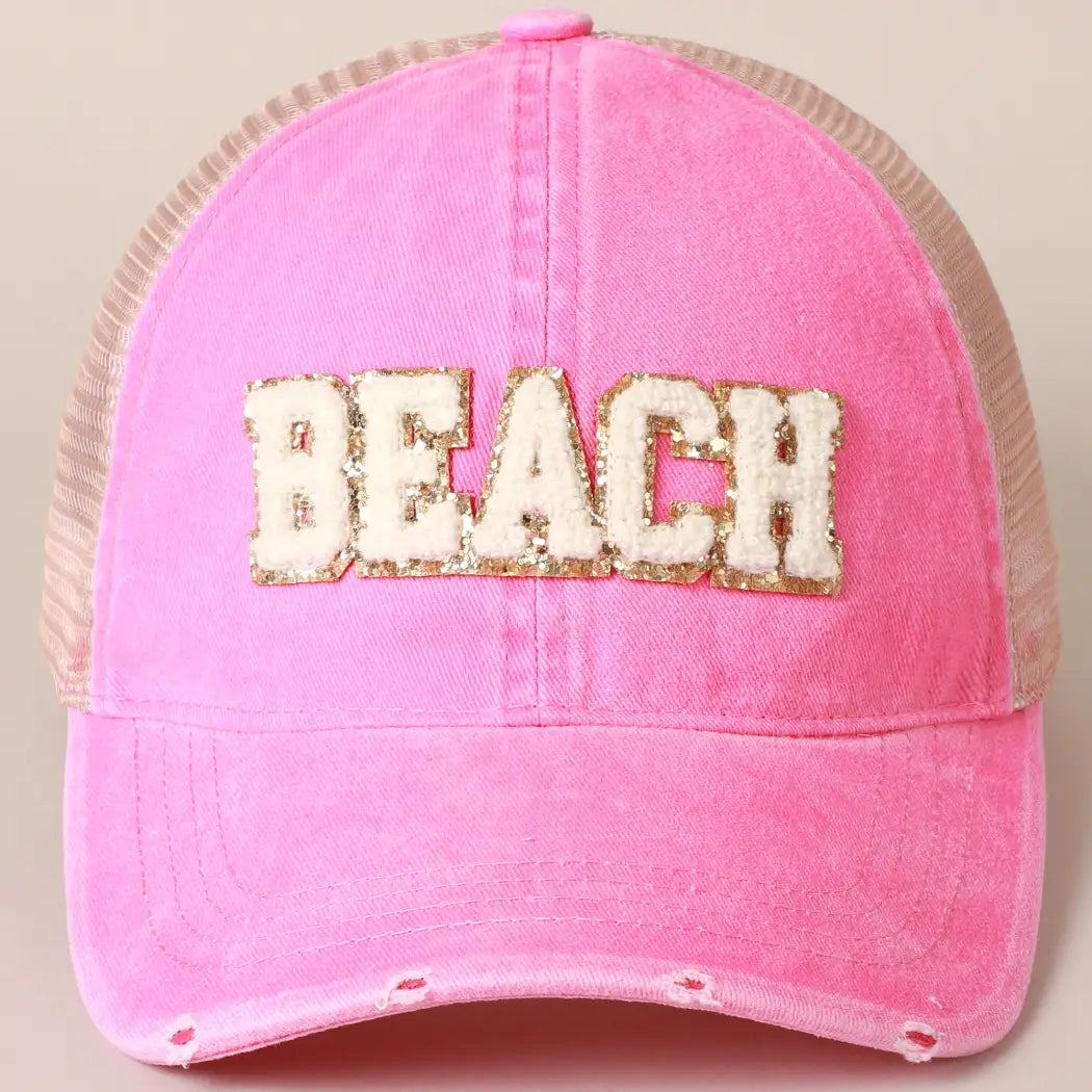 BEACH CHENILLE PATCH TRUCKER HATS