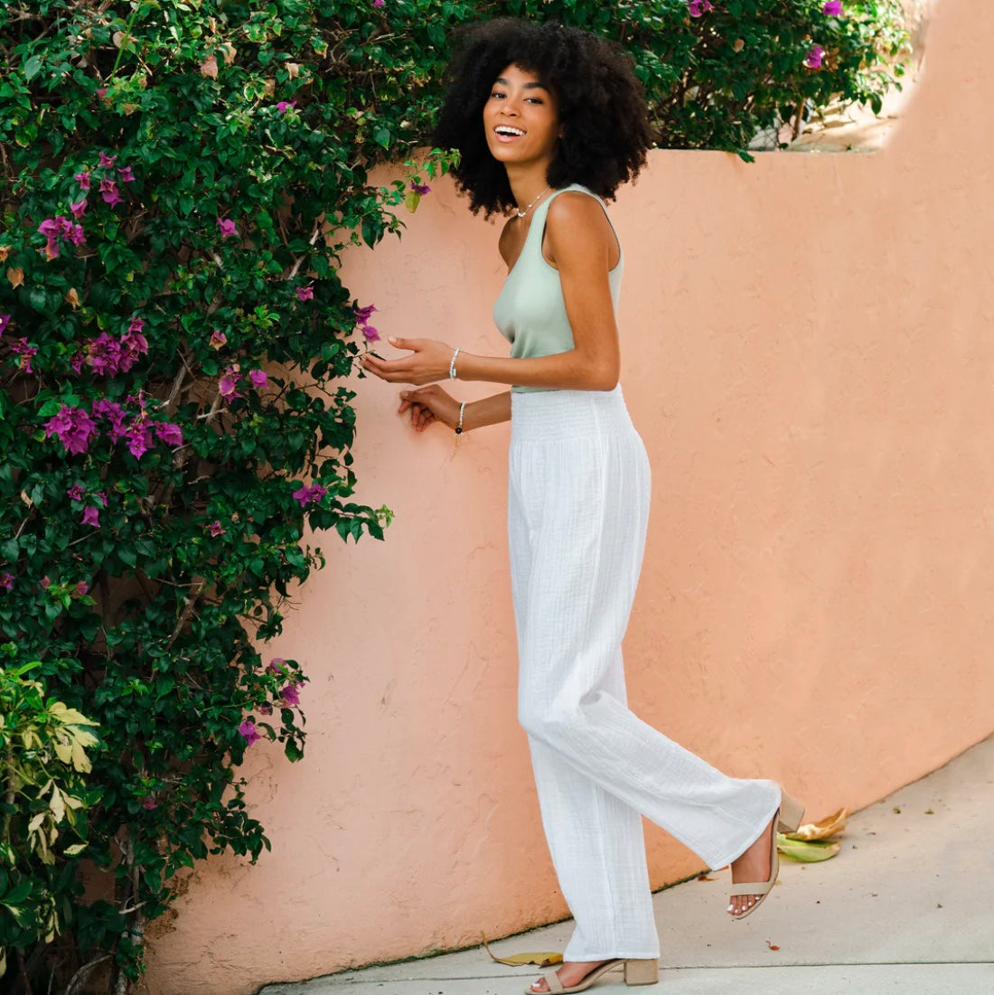 WIDE LEG COTTON PANTS