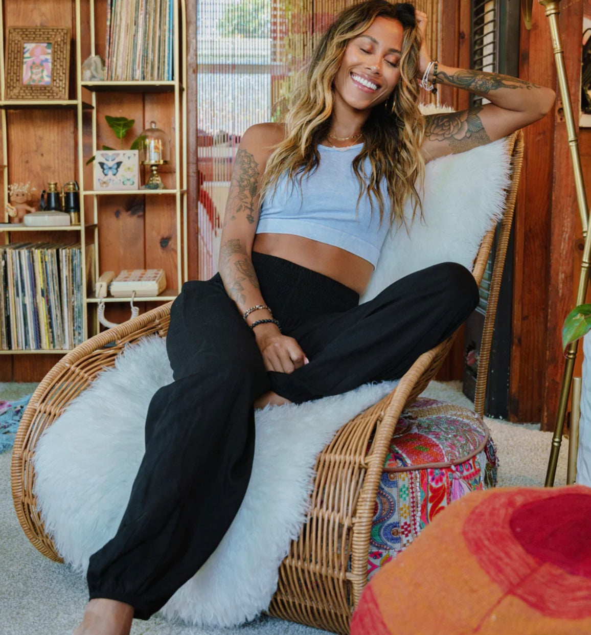 TROPICAL PRINT HAREM PANTS