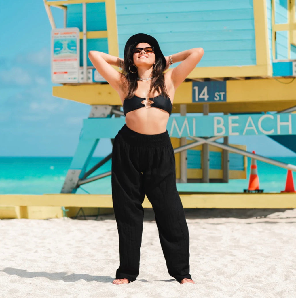 WIDE LEG COTTON PANTS