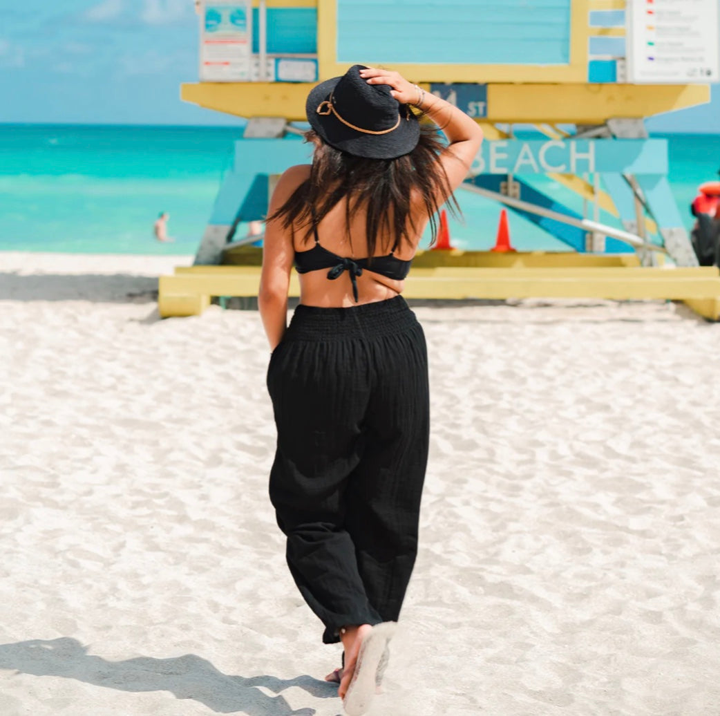 WIDE LEG COTTON PANTS