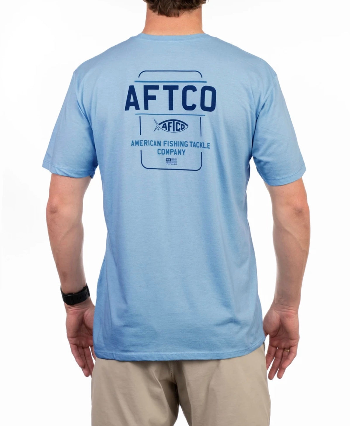 AFTCO American Fishing Tackle Co Men's T Shirt Size L Blue Short