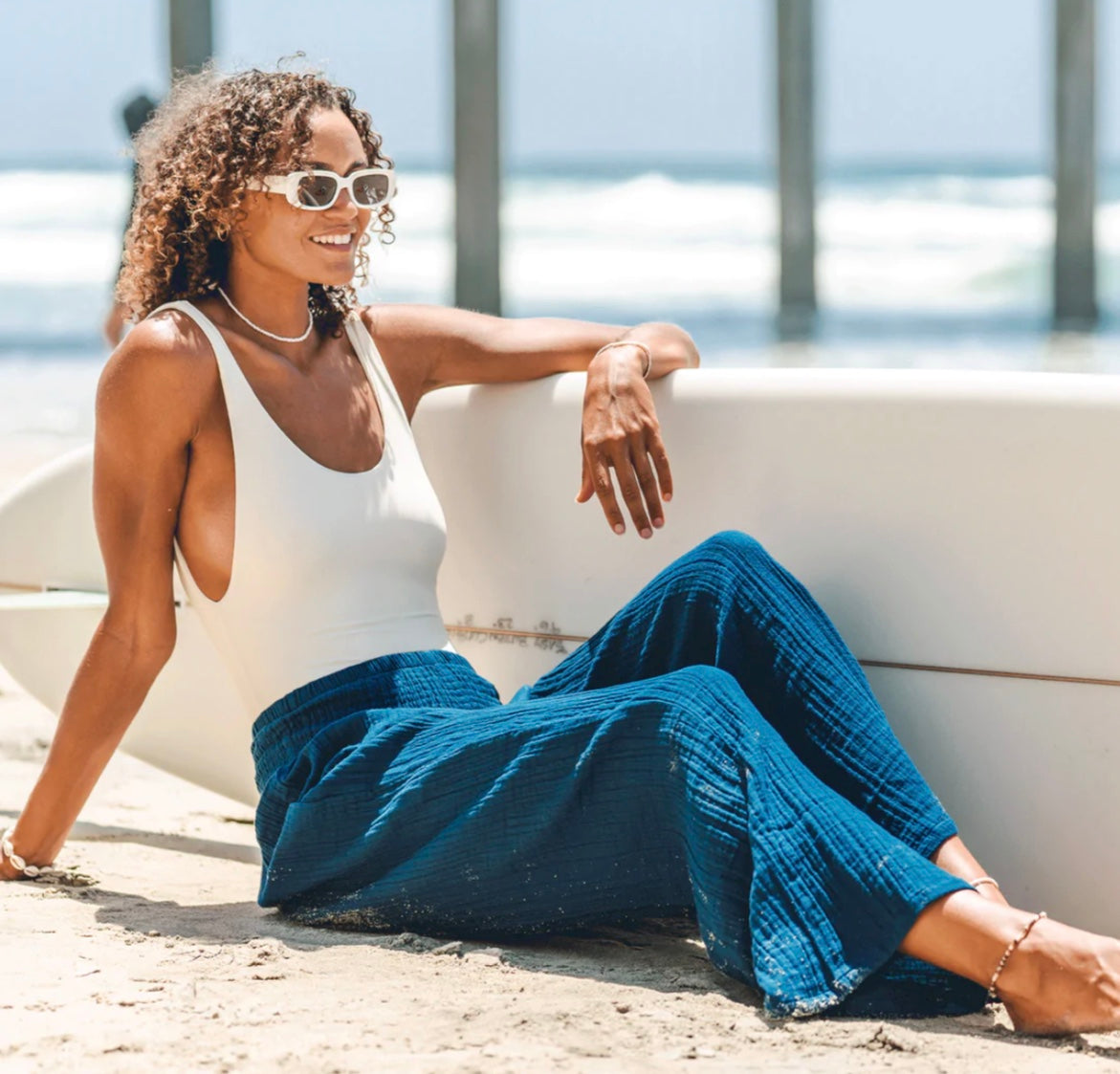 WIDE LEG COTTON PANTS