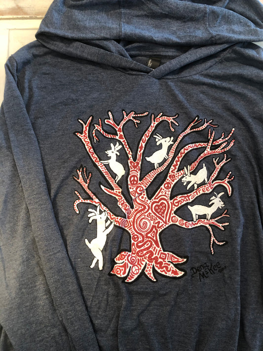 GOAT TREE LS HOODIE HEATHERED BLUE