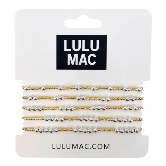 LULU MAC SILVER AND GOLD BRACELET STACK