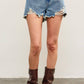 BACK POCKET STAR SHADOW PATCH DENIM SHORTS