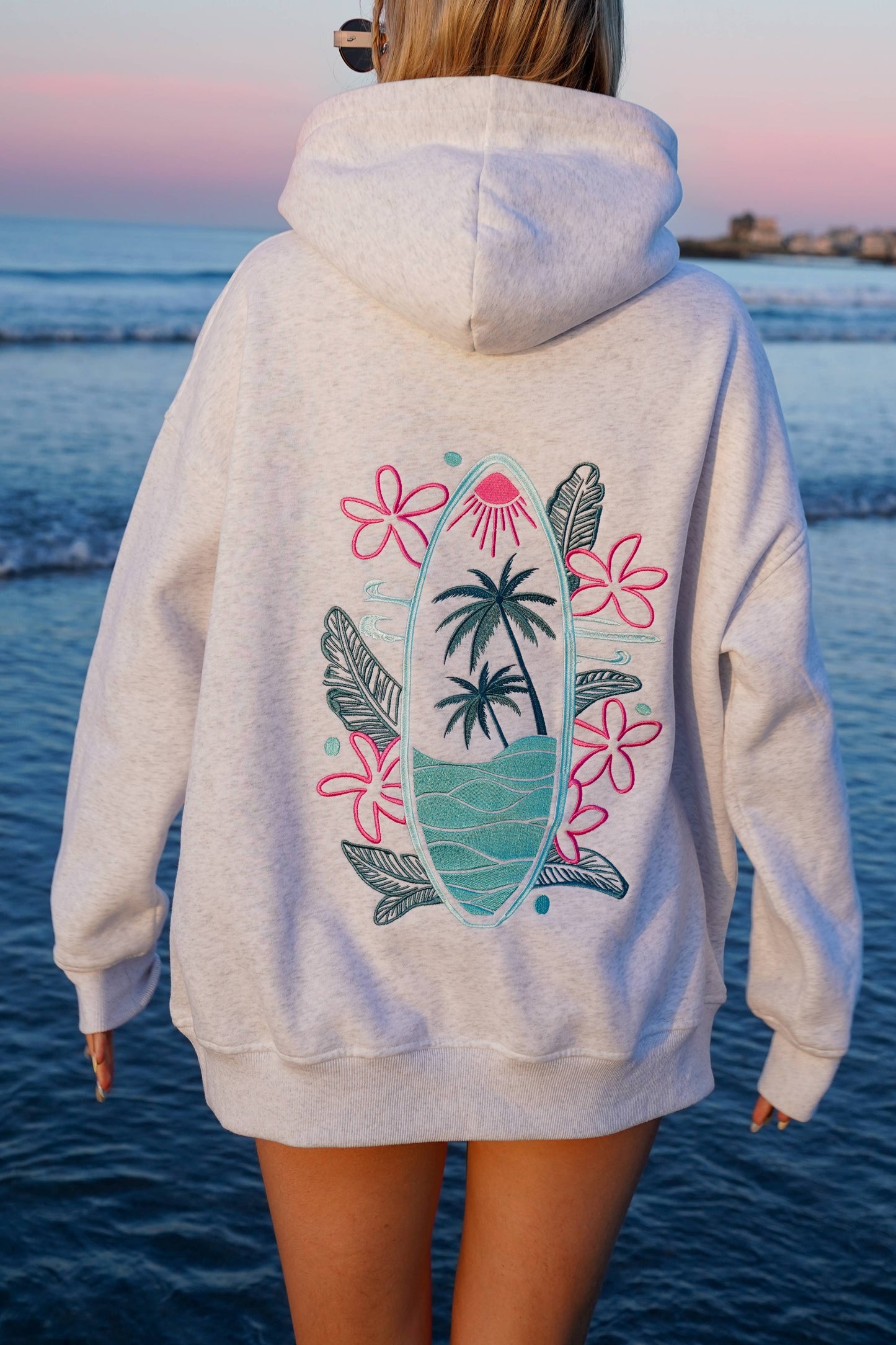 SURFING THE WAVES EMBROIDERED HOODIE